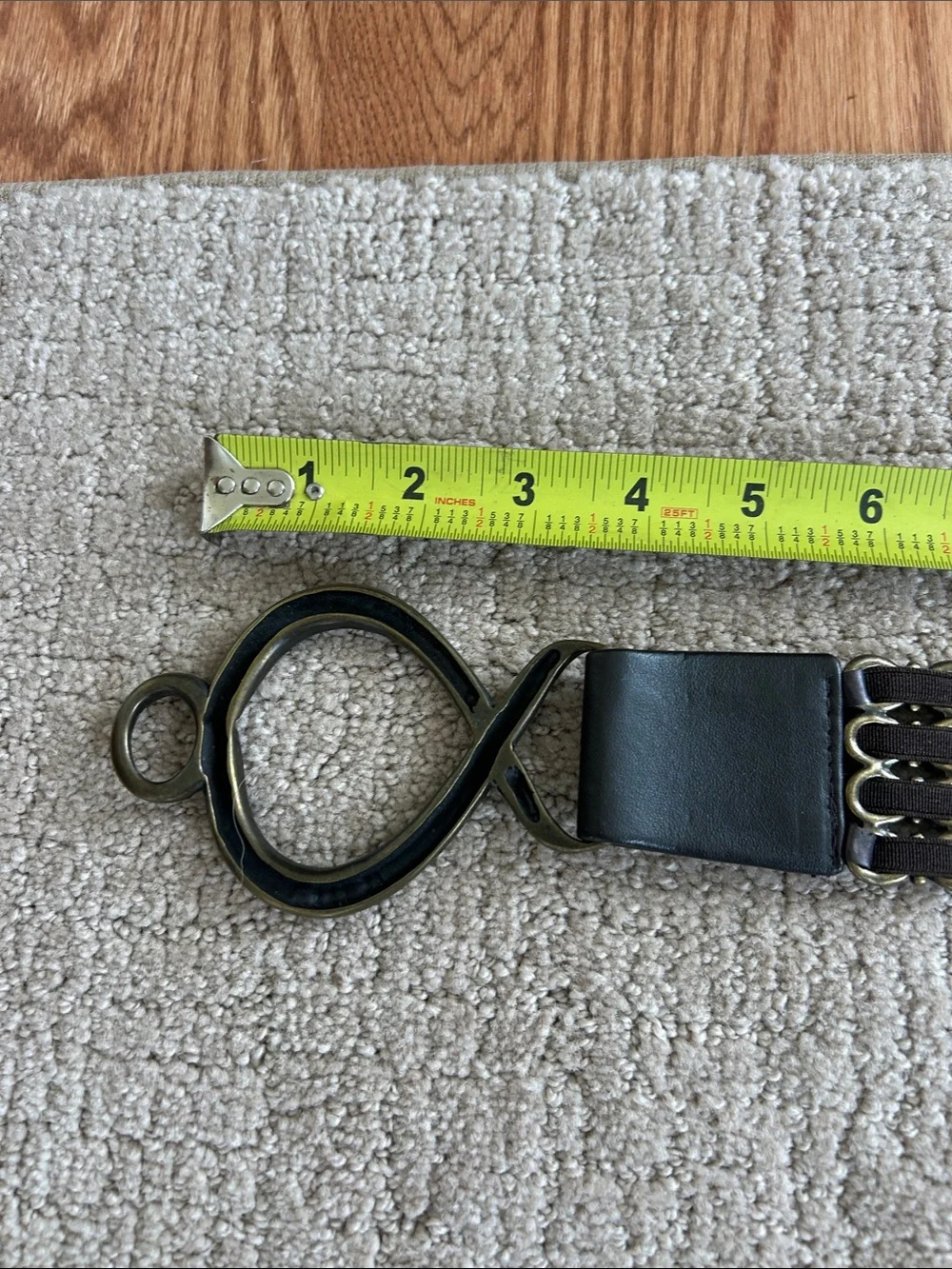 Suzi Roher Black and Antique Gold Chain-Link Stretch Belt